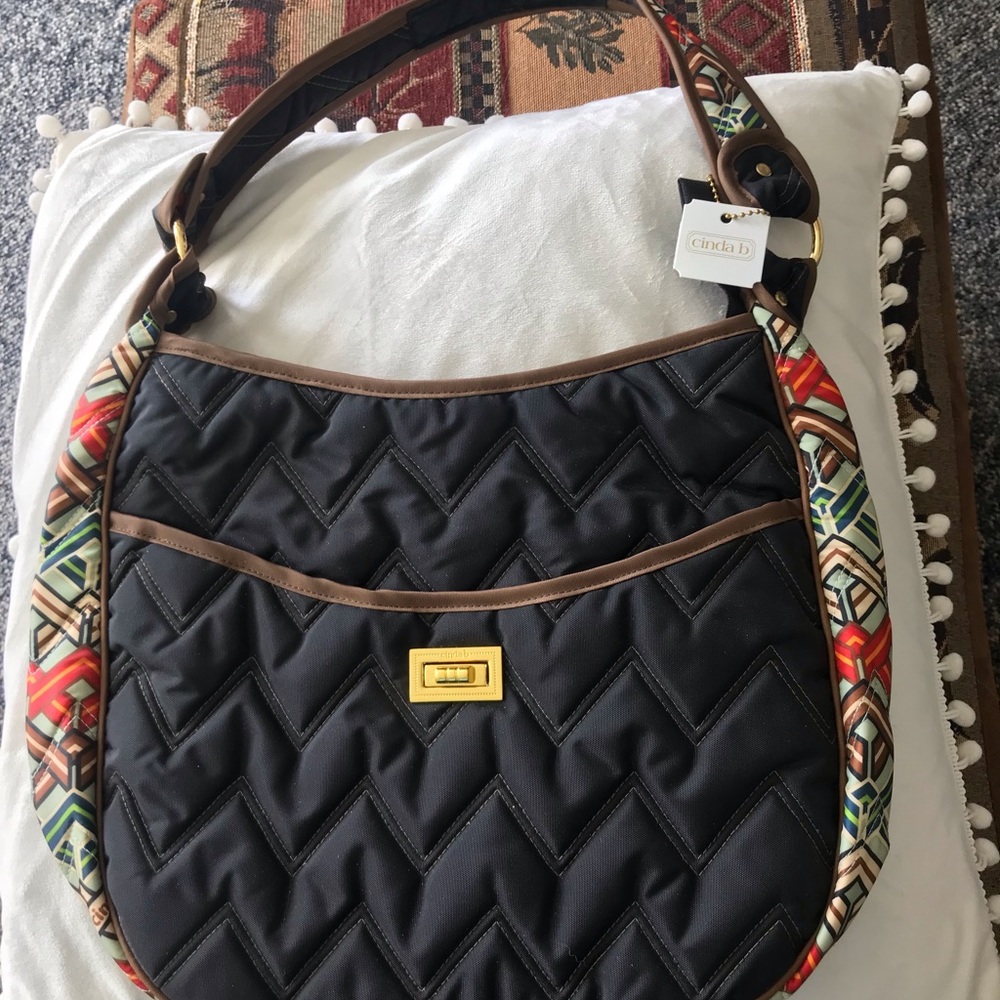 Cinda B Ravina Black Classic Chic Black Quilted Shoulder‎ Bag